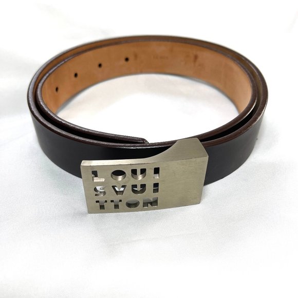 Auc Louis Vuitton Ceinture LB 00 Dark Brown leather Belt w/ Logo Buckle - Picture 5 of 11